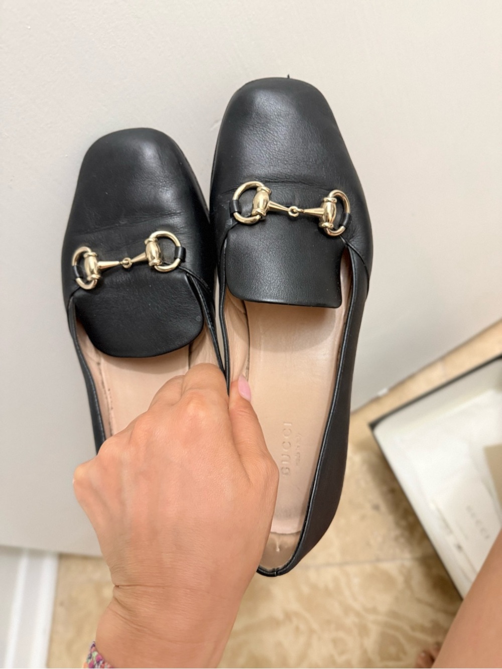 Gucci Black Leather Horsebit Loafers